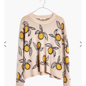 EUC Madewell Tangerine Sketch Jacquard Pullover Sweater - Size Small